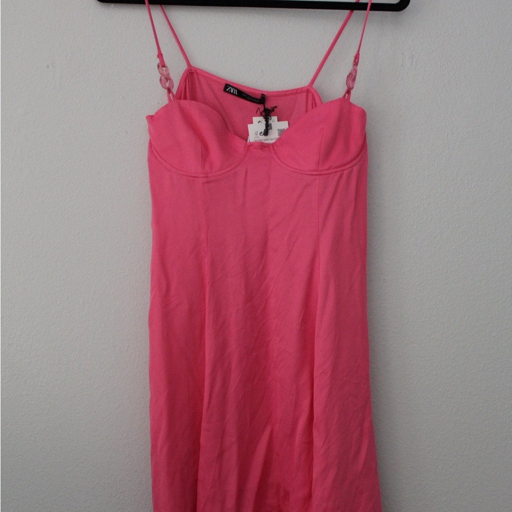 ZARA Vibrant Pink Slip Dress